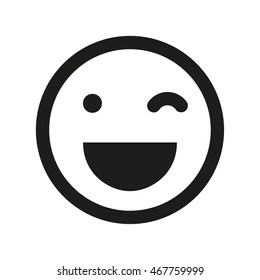 Colored wink smile vector icon. Emoji smiles