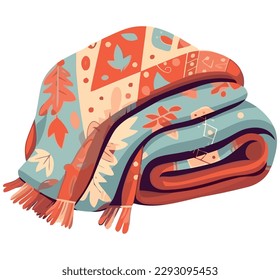 Colored winter blanket illustration over white