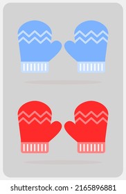 Colored Winter gloves Icon Symbol in vector illustration