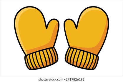 Manoplas de mano de invierno de color par para el Clima frío Ilustración vectorial aislada sobre fondo blanco