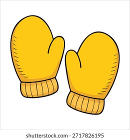 colored winter hand mittens pair for cold weather isolated vector illustration on white background