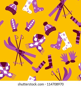 Colored winter seamless pattern in simple style