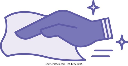 Colored Wipe Icon. Vector Illustration. House Cleaning, Dust Wiping. Human Hand and Wet Rag. Hygiene Concept