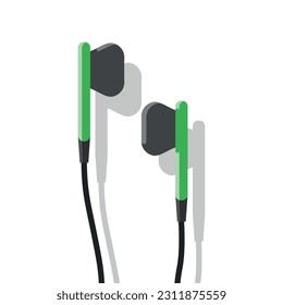 Colored wired vacuum headphones. Vector illustration.