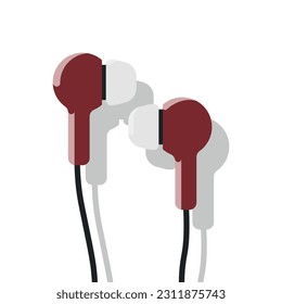 Colored wired vacuum headphones. Vector illustration.