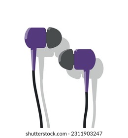 Colored wired vacuum headphones. Vector illustration.