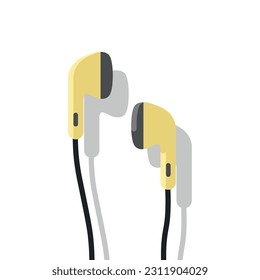 Colored wired vacuum headphones. Vector illustration.