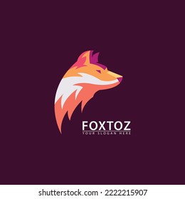 colored wolf head icon logo. colorful and clean simple style design suitable for pets, outdoor activities, clothes, etc.