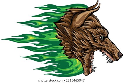 colored wolf head mascotn vector illustration design