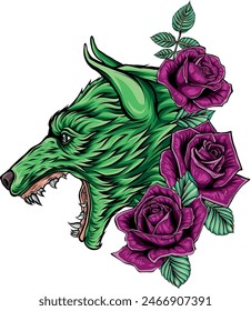 colored wolf head mascotn vector illustration design