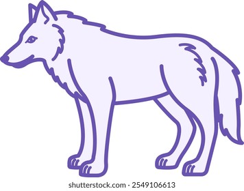 Icono de lobo coloreado. Ilustración vectorial. Grande mamífero depredador. Símbolo de devoción y valentía. Concepto animal