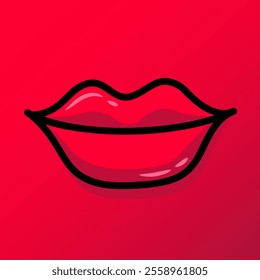 Colored Woman's Glossy Red Lips