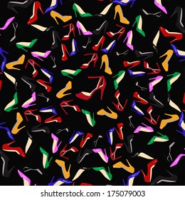 Colored Women's high-heeled shoes. Vector background