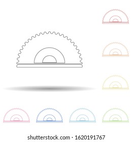 Colored wood saw in multi color style icon. Simple thin line, outline vector of web icons for ui and ux, website or mobile application