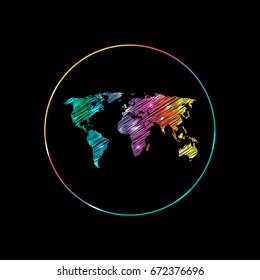 colored word map with special sketch design