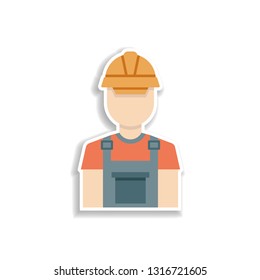 colored worker production sticker icon. Elements of Production in color icons. Simple icon for websites, web design, mobile app, info graphics