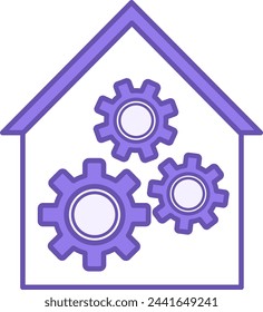 Colored Workshop Icon. Vector Icon of Building and Working Gears