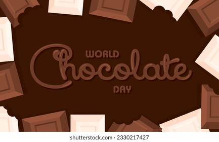 Colored world chocolate day horizontal poster Vector