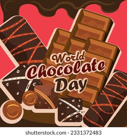 Plantilla del día del chocolate mundial de color Vector