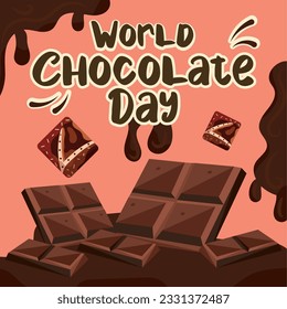 Colored world chocolate day template Vector