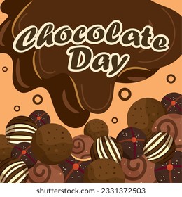 Colored world chocolate day template Vector