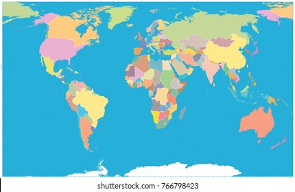 Colored World Map Blank. Detailed World Map vector illustration.