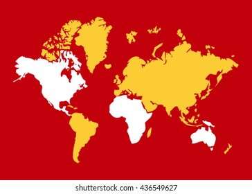 Colored world map painted with color circle. Abstract polygonal geometric design map.  illustration. Gradients free. Colorful World Map.