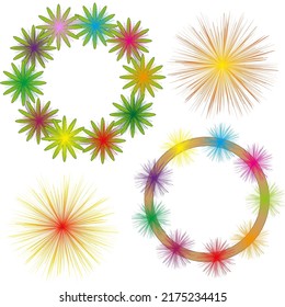 colored wreaths. Wedding boho card. Circle frame set. Round frame set. Vector illustration. stock image. 