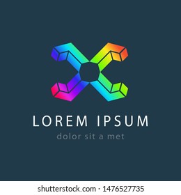 Colored X letter logo design. Abstract icon for your company