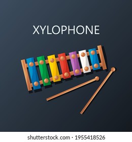 Colored xylophone icon, vector illustration