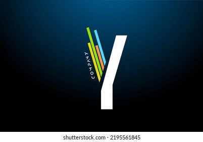 colored Y alphabet letter logo icon design with line. Creative template for company  and business