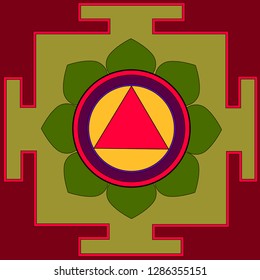 colored yantra. Oriental mandala in color. mandala for meditation