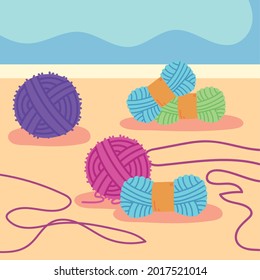 colored yarn wool knit cartoon