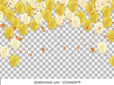 colored yellow balloons, vector illustration