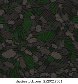 Fondo de patrón transparente de camuflaje de cebra de color. Estilo de ropa con estilo de camuflaje de enmascaramiento repetir impresión. Textura de bosque de otoño de colores verde oliva marrón. Ilustración vectorial para estampados de moda