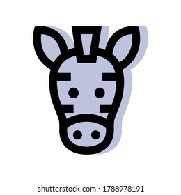 Colored Zebra head icon vector in cartoon design. Concept for animal. Eps10 vector illustration.