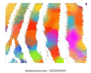 colored zebra or tiger fur background. Not AI, Vector illustration.