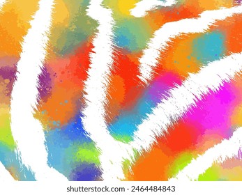 colored zebra or tiger fur background. Not AI, Vector illustration.