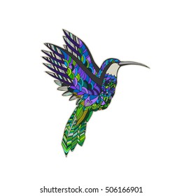 Colored zentangle hummingbird