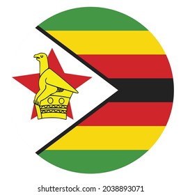 Colored Zimbabwe flag design. Vector illustration of circle Zimbabwe flag