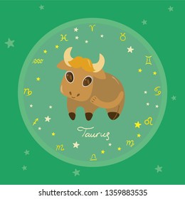 colored zodiac circle with cartoon characters vector image