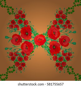 Colorfil elements for design. Vector floral pattern for wedding invitations, greeting cards, gift wrap, fabric or textile. Elegant seamless pattern with many decorative flowers on brown background.