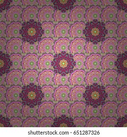 Colorfil round texture in Vector illustration. Floral ornament seamless pattern.