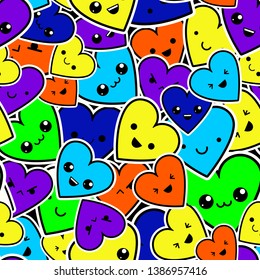 Colorfrul doodle heart seamless pattern