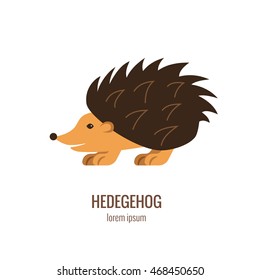 Colorfu cartoon hedgehog logo isolated illustration. Vector european forest animal hedgehog icon made in flat style.