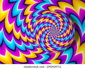 Colorfu rotating sphere. Spin illusion.