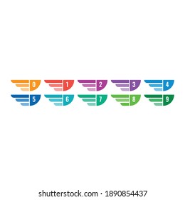 colorful 0-9 numbers on white background