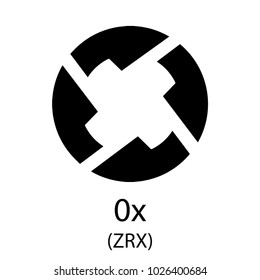 Colorful 0x cryptocurrency symbol isolated on white background