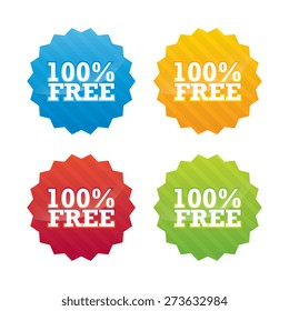 Colorful 100 Percent Free Star Labels