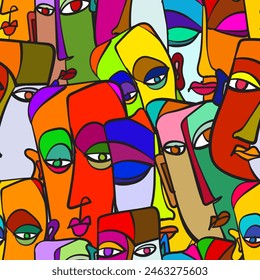 A colorful 1000-face pattern in a seamless background.